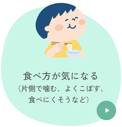 食べ方が気になる（片側で噛む、よくこぼす、食べにくそうなど）
